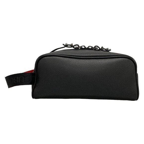 Auth CHRISTIAN LOUBOUTIN 1205142 Black Red Leather Clutch Bag - Picture 3 of 16